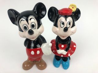 Vintage Walt Disney Productions Mickey And Minnie Mouse Porcelain Figurine Japan