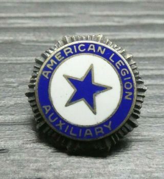 Vintage Sterling Silver American Legion Auxiliary Blue Enamel Small Pin