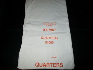 (1) Vintage U.  S.  Canvas Money Bank Bag $1000 Quarters L,  I,  Inc.