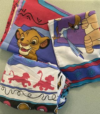 Vintage 1990s Disney Lion King Twin Bed Sheet Set Simba Timon Pumbaa Zazu Nala