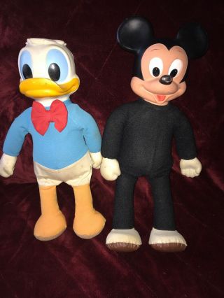 Vintage Marching Mickey Mouse & Donald Duck Walt Disney Productions Doll Hasbro