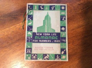 VINTAGE 1939 FARMERS ALMANAC PUBLISHED BY YORK LIFE INSURANCE CO.  32 Pgs 2