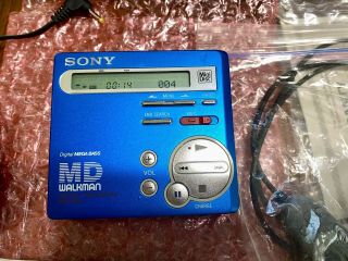 Sony MZ - R70 Portable Vintage MD MiniDisc Player Recorder with Accessories Blue 2