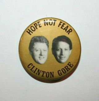 1992 Clinton & Gore President Campaign Button Political Pinback Pin Election
