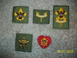 5 Vintage Boy Scout Rank Patches - Bsa -