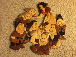 Snow White & The 7 Dwarfs Dwarves Wood Cut Out Wall Hanging Plaque Decor Sign