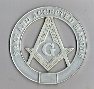 Vintage Masonic Masons Aluminum 3 - 1/2 " Round Raised Logo Seal Emblem Ornament