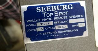 Seeburg Top Spot Speaker I.  D.  Tag