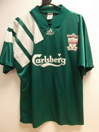 Liverpool Fc Adidas Vintage Green Centenary Away Shirt 1992/93 42 - 44 Inch Chest