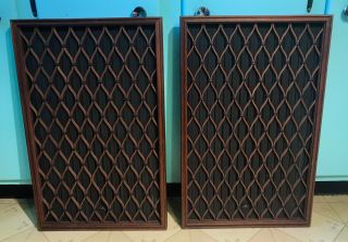 1 Pair Vintage Wood Lattice Grills For Pioneer Cs - 99a Speaker Set Of 2