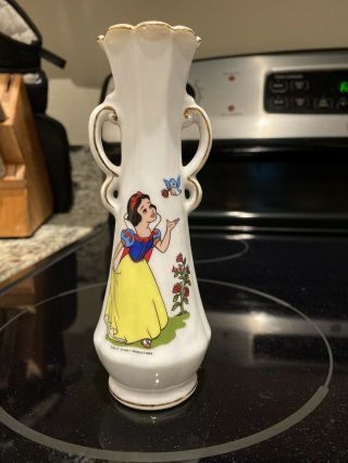 Vintage Walt Disney Productions Snow White Blue Bird Bud Vase Made In Japan