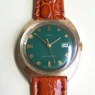 Vintage 1971 Timex Marlin Men’s Watch - Cool Green Dial