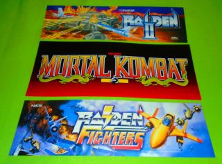 1992 " Mortal Kombat " Arcade Marquee Plus Raiden 2 And Raiden Fighters