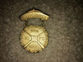 Boy Scout Camp Nra National Rifle Association Gold Sharpshooter Award Medal