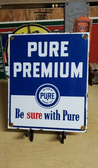 Pure - Pep Porcelain Sign Vintage Motor Oil Petroleum Gas Pump Plate