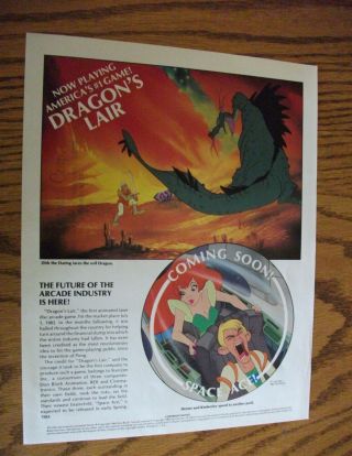 Dragons Lair Arcade Flyer 1983 Video Laser Game Don Bluth Graphics Art