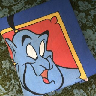 Vtg Disney Aladdin Twin Size Fitted Bed Sheet Craft Cutter Fabric Material 1992
