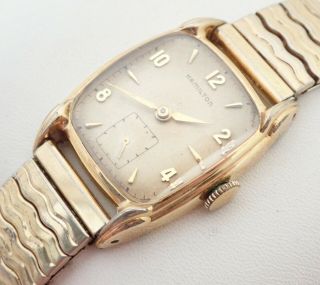 Vintage Art Deco Mens Hamilton 17j Darrell Gold Filled Wristwatch Watch