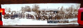 Vintage Panoramic Photo Texas Rangers Western Stagecoach Horses Cowboys Indians