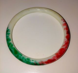 Vintage Rare Chinese Tri Color Jade Bangle Bracelet