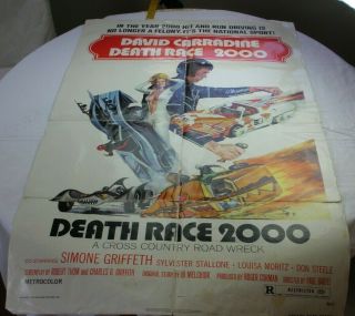 Death Race 2000 Vintage Os Movie Theater Poster 41x27.  5 " Carradine