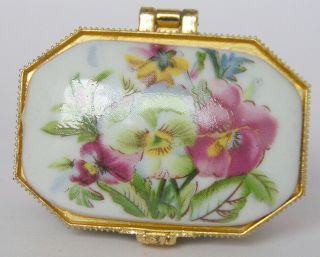 Stunning Item Porcelain Jewelry Box Painted Spring Flower Cost