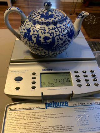 Asian Teapot W/infuser Blue And White Phoenix Design