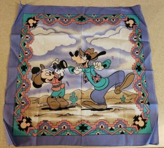 Vintage Mickey Mouse Goofy Disney Bandanna Scarf Southwest Print Photography 22 "