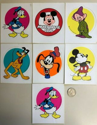 Disneyland Assorted Characters Seven Vintage Stickers 1970 