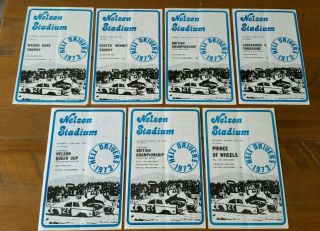 ×7 Vintage Hell Drivers 1973 Official Stock Car Racing Programmes Nelson Stadium