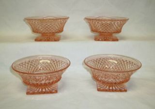 4 Vintage Westmoreland Glass English Hobnail Pink Low Footed Sherbets All Four