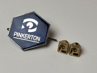 Pinkerton Security Hat Badge And 10 & 15 Years Service Pins