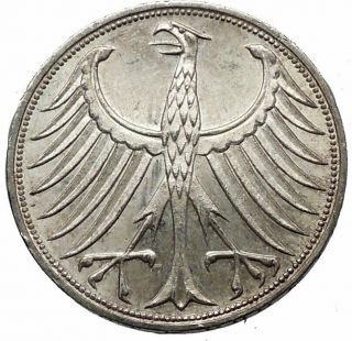 1966 G Germany Large 5 Mark Silver Vintage Eagle German Coin I56594