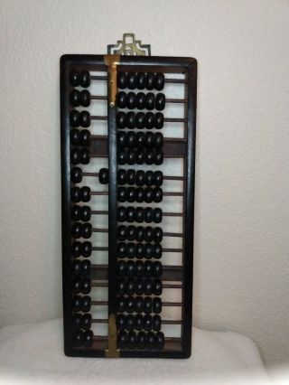 Vintage Chinese Wooden Frame W/wooden Beads Abacus Calculator Counter