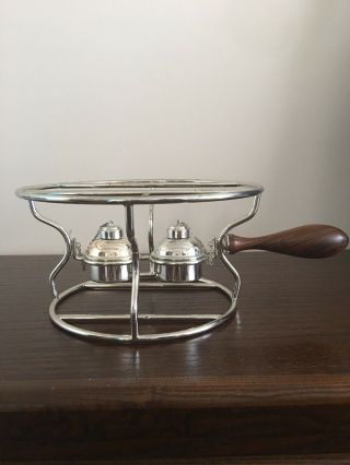 Vintage Silver Plate Serving Chafing Dish Holder Warmer With Burner