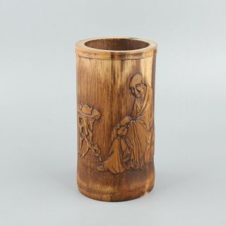 Chinese Exquisite Hand Carved Bamboo Brush Pot
