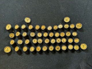 48 Smith Corona Typewriter Keys.  Vintage Black Letters On White.  Very Old