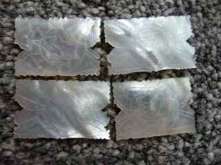 4 19th C Chinese Silk Winder Shaped Mother Of Pearl Gaming Counters