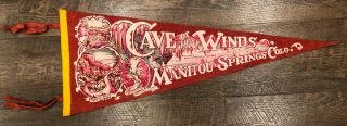 Cave Of The Winds Manitou Springs Colorado Red Souvenir Pennant (29 X 11.  25 In)