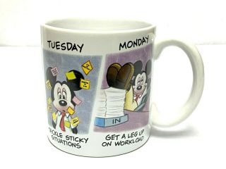 The Disney Store Mickey Mouse Mug Days Of The Week Work Monday - Friday Vintage