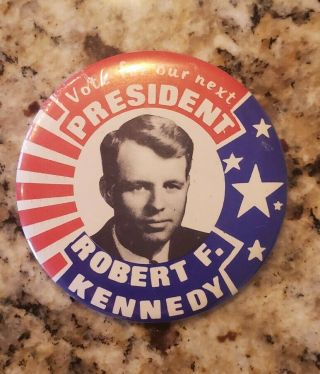 Robert F.  Kennedy Rfk 1968 3.  5 " Campaign President Pin Button Political Vintage