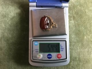 Quality Vintage Large Solid 9ct Gold & Carnelian Pocket Watch Fob Spinner