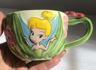 3d Tinker Bell Tea Cup Authentic Disney Store Exclusive Majolica Style