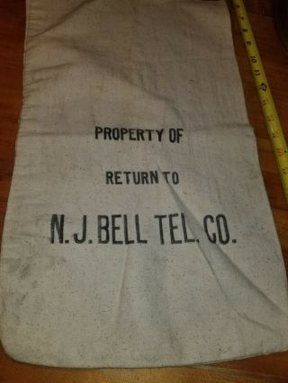 Vintage " N.  J.  Bell Tel.  Co.  " Money Coin Bag Heavy Canvas Telephone Jersey