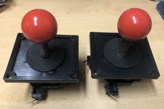 2 x Red Ball Top WICO Arcade Joysticks Leaf Switches 8 - Way Robotron Un - 2
