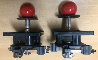 2 x Red Ball Top WICO Arcade Joysticks Leaf Switches 8 - Way Robotron Un - 3