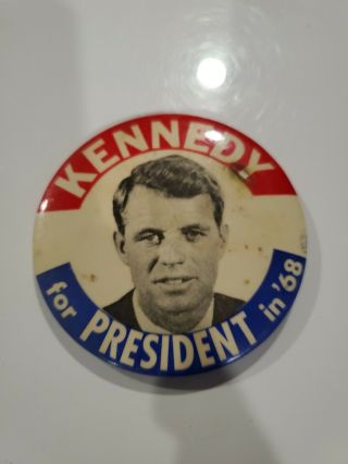 1968 Robert Kennedy Rfk President Campaign Button Political Pinback Pin 3 1/2 "