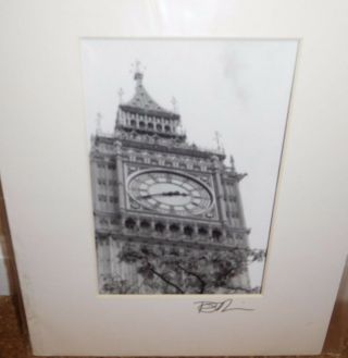 MATTED & SIGNED B&W PHOTOGRAPH OF BIG BEN BY PHIL ROBINSON W 9 1/2 