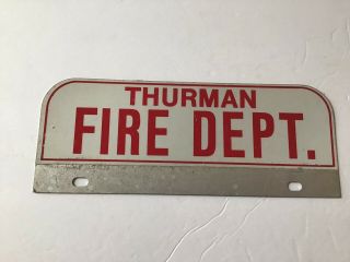 Very Good Vintage Thurman,  York Fire Department License Plate Topper