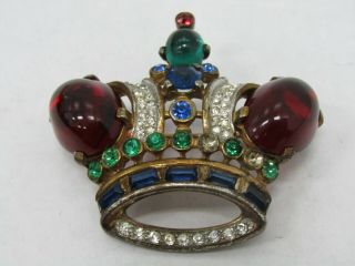 Vintage Trifari Alfred Philippe Vermeil Sterling Silver Jelly Belly Crown Brooch